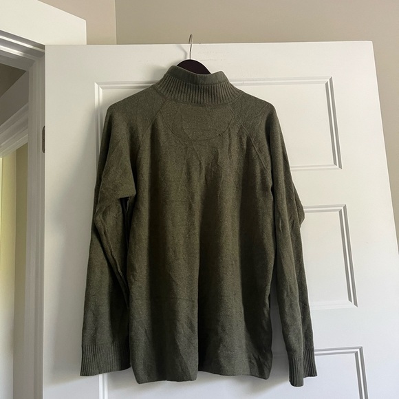 The North Face Mens Large Green Wool Blend Sweater 1/4 Zip High Neck Pullover XL - Picture 5 of 7